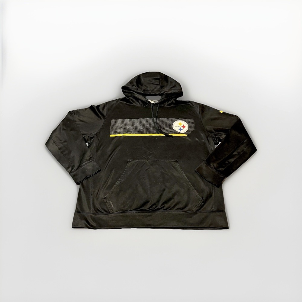 Pittsburgh Steelers Hoodie Mens XL Black‎ NFL Therma Fit Nike Flawed Drawstring
